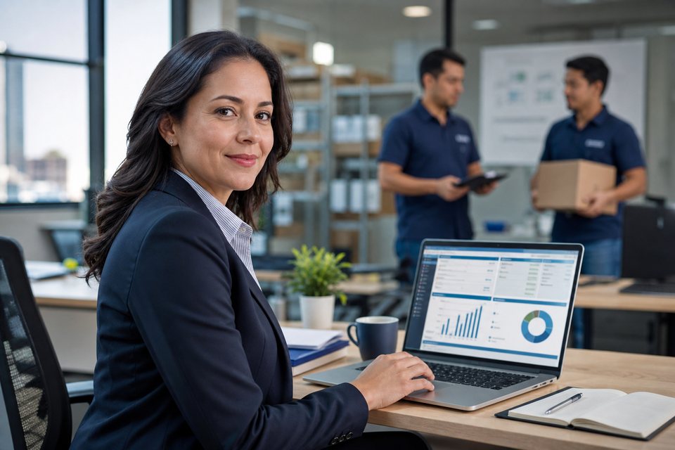 Gerente latina de servicios usando ERP-GEST para control gerencial